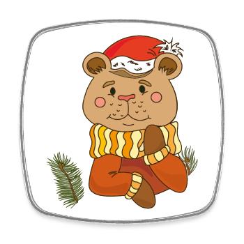 Teddybär  Weihnachten  - Viereckiger Kühlschrankmagnet - Weiß - Vorne