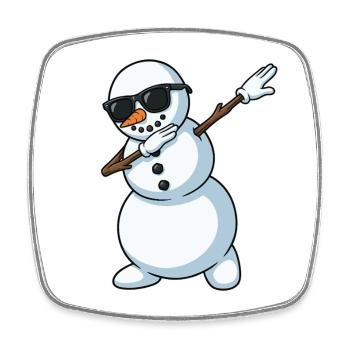 Dab Snowman Cartoon - Viereckiger Kühlschrankmagnet - Weiß - Vorne