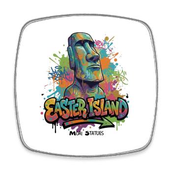 Moai – Hüter der Osterinsel - Vibrant Graffiti  - Viereckiger Kühlschrankmagnet - Weiß - Vorne
