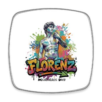 David – Stärke in Stein - Vibrant Graffiti Design - Viereckiger Kühlschrankmagnet - Weiß - Vorne