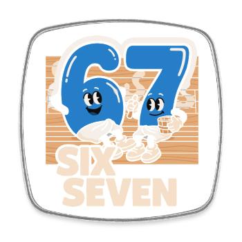 67 Six Seven meme Sauna Spa - Italienisch Lust - Viereckiger Kühlschrankmagnet - Weiß - Vorne