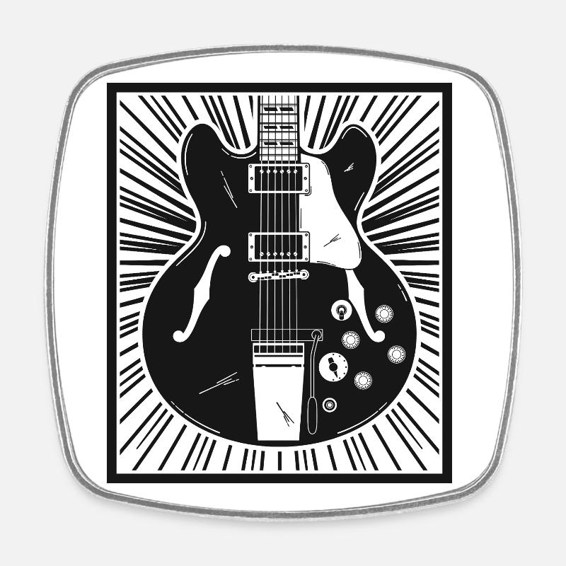 Retro Guitar Silhouette - Square fridge magnet - white