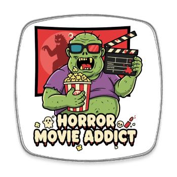Zombie Kino Popcorn Addict - Viereckiger Kühlschrankmagnet - Weiß - Vorne