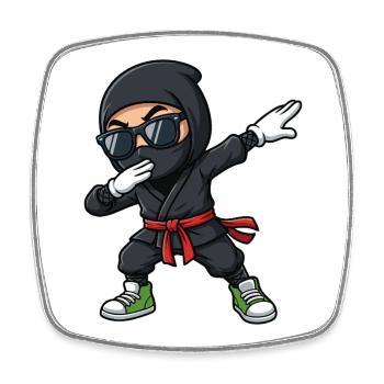 Dessin animé drôle de ninja dab - Magnet carré - blanc - Devant