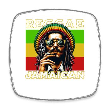Reggae Jamaican Rasta Style with Cool Dreadlock Fig - Square fridge magnet - white - Front