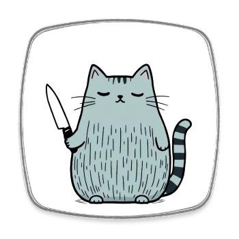 6-7 Mème Internet 6 7 Snack Cat - Magnet carré - blanc - Devant