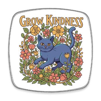 Couronne de fleurs bleues de chat Grow Kindness - Magnet carré - blanc - Devant
