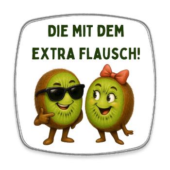 Kiwis mit extra Flausch - Viereckiger Kühlschrankmagnet - Weiß - Vorne