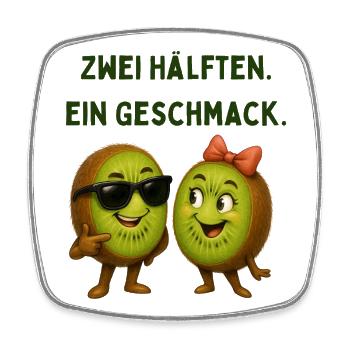 Two halves of a taste of kiwifruit - Square fridge magnet - white - Front