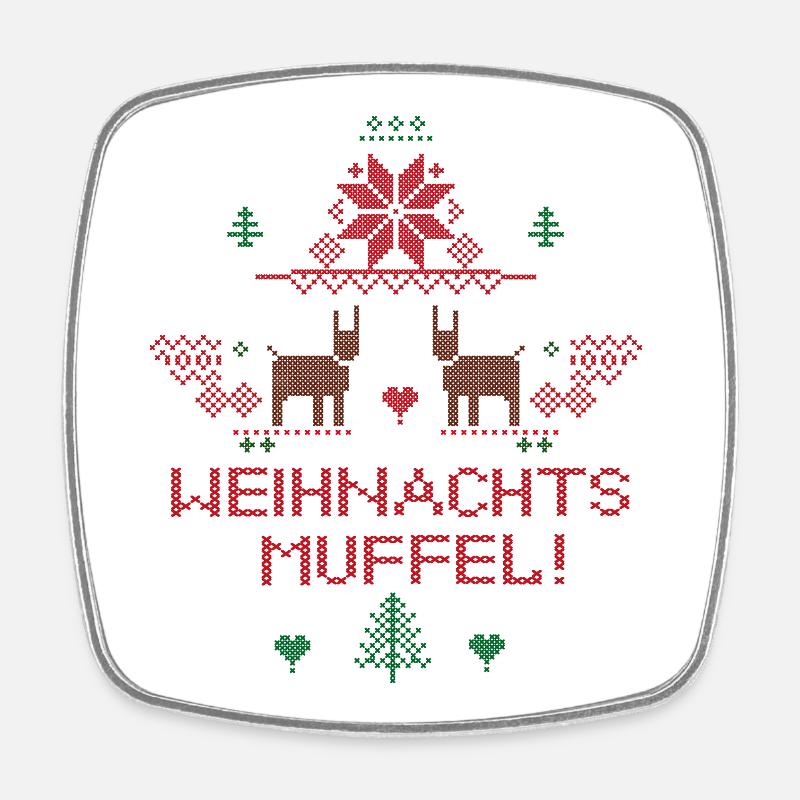 Ugly Christmas Weihnachtsmuffel  - Viereckiger Kühlschrankmagnet - Weiß