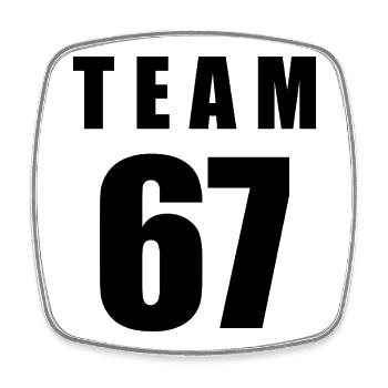 Team 67 - Viereckiger Kühlschrankmagnet - Weiß - Vorne