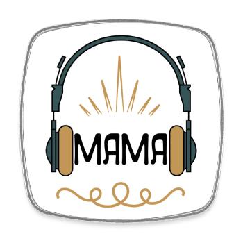 Mama & Musik – Retro Kopfhörer Design für Music - Viereckiger Kühlschrankmagnet - Weiß - Vorne