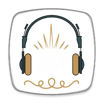 Mama & Musik – Retro Kopfhörer Design für Music - Viereckiger Kühlschrankmagnet - Weiß - Vorne