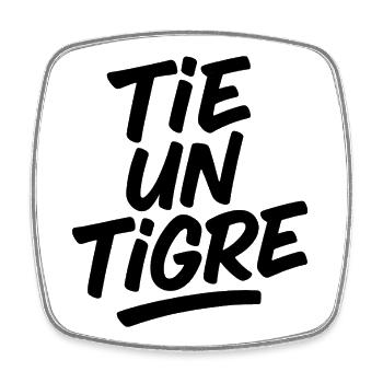 Tigre Typo Noir Unique tie un tigre marseille - Square fridge magnet - white - Front
