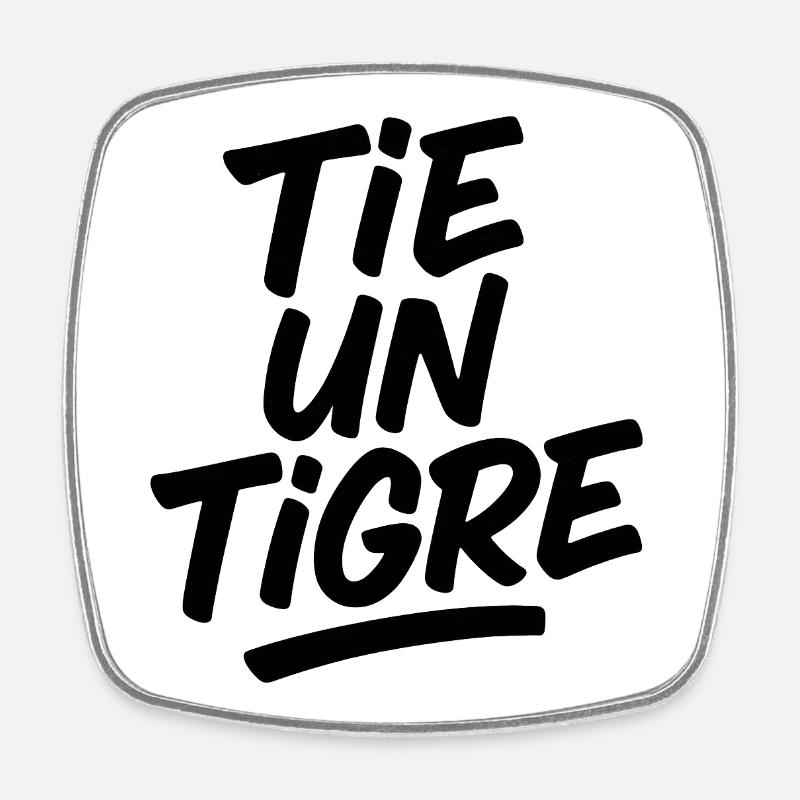 Tigre Typo Noir Unique tie un tigre marseille - Square fridge magnet - white