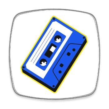 Blaue Kassetten-Retro-Illustration - Viereckiger Kühlschrankmagnet - Weiß - Vorne