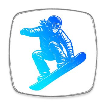 Short and clear snowboard - Square fridge magnet - white - Front