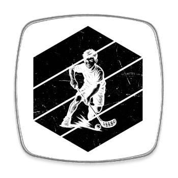 Short and clear floorball - Square fridge magnet - white - Front