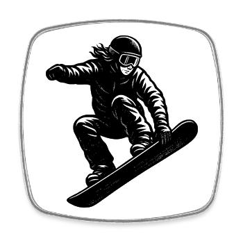 Snowboard Motiv das sofort wirkt - Viereckiger Kühlschrankmagnet - Weiß - Vorne