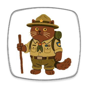Der Abenteuer-Kater: BKH Scout - Viereckiger Kühlschrankmagnet - Weiß - Vorne
