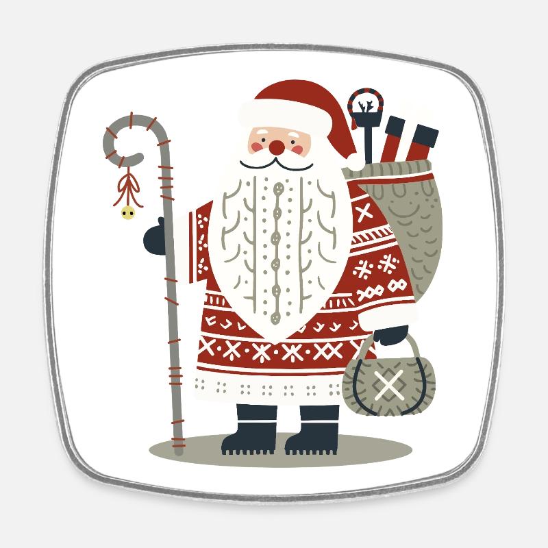 Nordic wool Christmas Santa Claus - Square fridge magnet - white