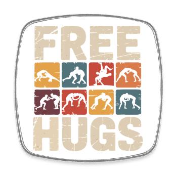 Wrestler hug – Free Hugs Wrestling saying Retro - Square fridge magnet - white - Front