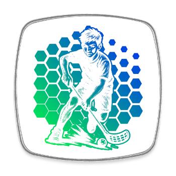 Kompaktes Floorball Design für Unihockey - Viereckiger Kühlschrankmagnet - Weiß - Vorne