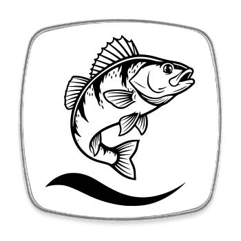 Jumping Perch Angler Action - Square fridge magnet - white - Front