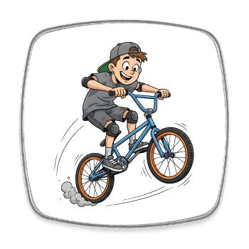 👉 Cooler BMX Junge beim Sprung – Street Style Art - Viereckiger Kühlschrankmagnet - Weiß - Vorne