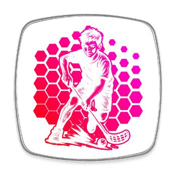 Simple Floorball Idee für Unihockey - Viereckiger Kühlschrankmagnet - Weiß - Vorne