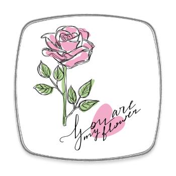 Rose - Magnet carré - blanc - Devant