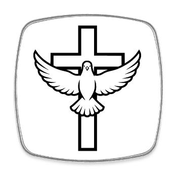 Kreuz mit Taube Frieden Heiliger Geist - Magnet carré - blanc - Devant