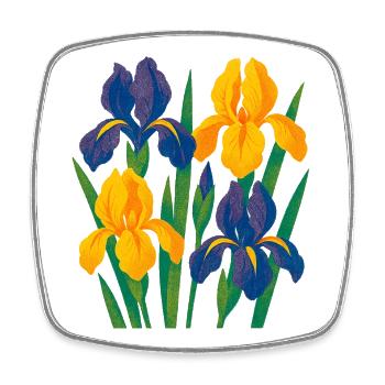 Iris Harmony: Golden and Indigo Blooms - Square fridge magnet - white - Front