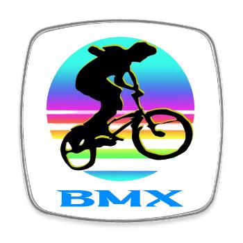 Vélo BMX - Magnet carré - blanc - Devant