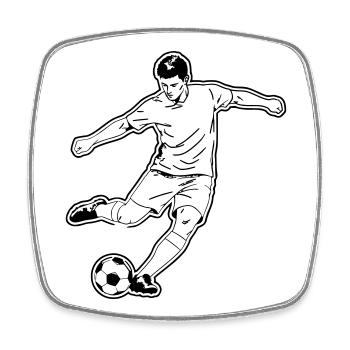 Joueur de football, tir et porteur de buts - Magnet carré - blanc - Devant