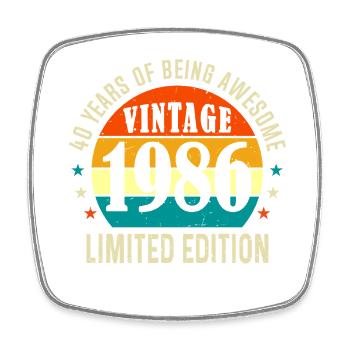Vintage 1986 Limited Edition 40 Year Old Gifts - Square fridge magnet - white - Front