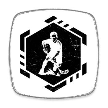 Lustiges Unihockey Motiv - Viereckiger Kühlschrankmagnet - Weiß - Vorne