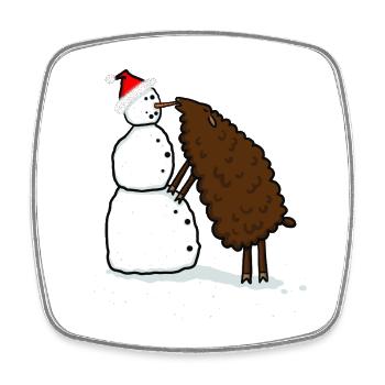 Snowman & Sheep - Square fridge magnet - white - Front