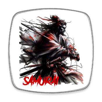 Samouraï - Magnet carré - blanc - Devant