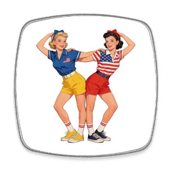 Pin-Up Patriot Duo - Magnet carré - blanc - Devant