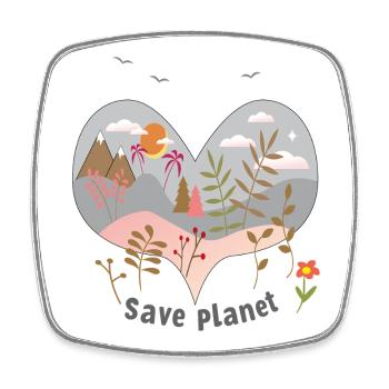 save planet - Viereckiger Kühlschrankmagnet - Weiß - Vorne