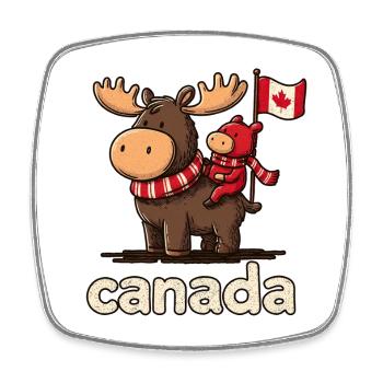 Canada-Moose mit kleinem Begleiter - Viereckiger Kühlschrankmagnet - Weiß - Vorne