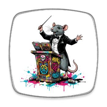Conductor | Graffiti Rat DJ Gala - Square fridge magnet - white - Front
