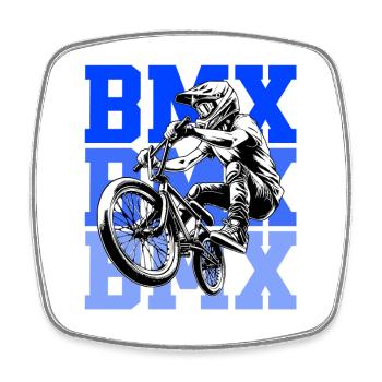 BMX Freestyle Sport Art - Viereckiger Kühlschrankmagnet - Weiß - Vorne