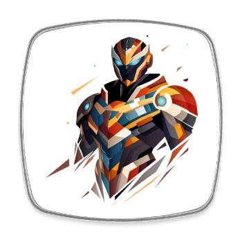Futuristic Sci-Fi Hero in Geometric Style - Square fridge magnet - white - Front