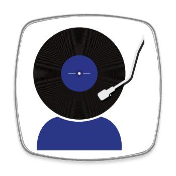 Schallplatten Kopf - Viereckiger Kühlschrankmagnet - Weiß - Vorne