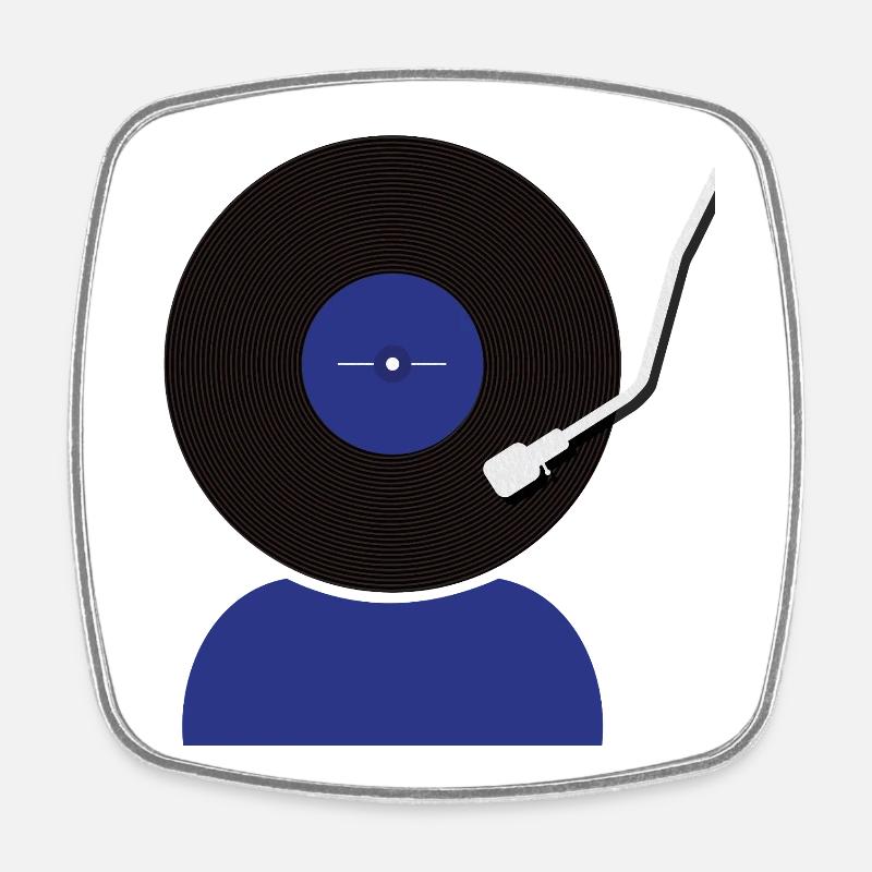 Vinyl Record Head - Square fridge magnet - white