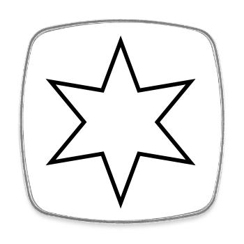 Six-pointed star - six-pointed star - Square fridge magnet - white - Front