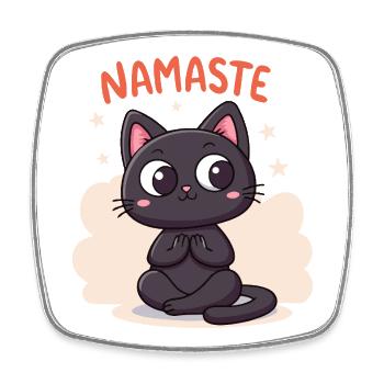 Zen-Katze Namaste - Viereckiger Kühlschrankmagnet - Weiß - Vorne