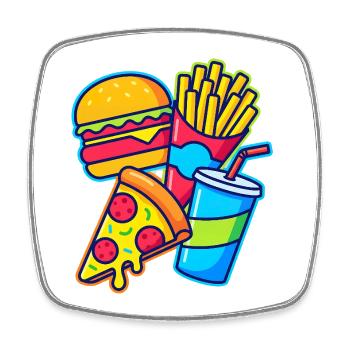 Fastfood-Combo Illustration - Viereckiger Kühlschrankmagnet - Weiß - Vorne